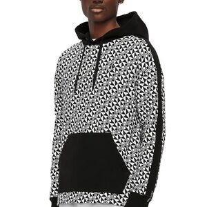 Moose Knuckles Black & White Geometric Pullover Hoodie
